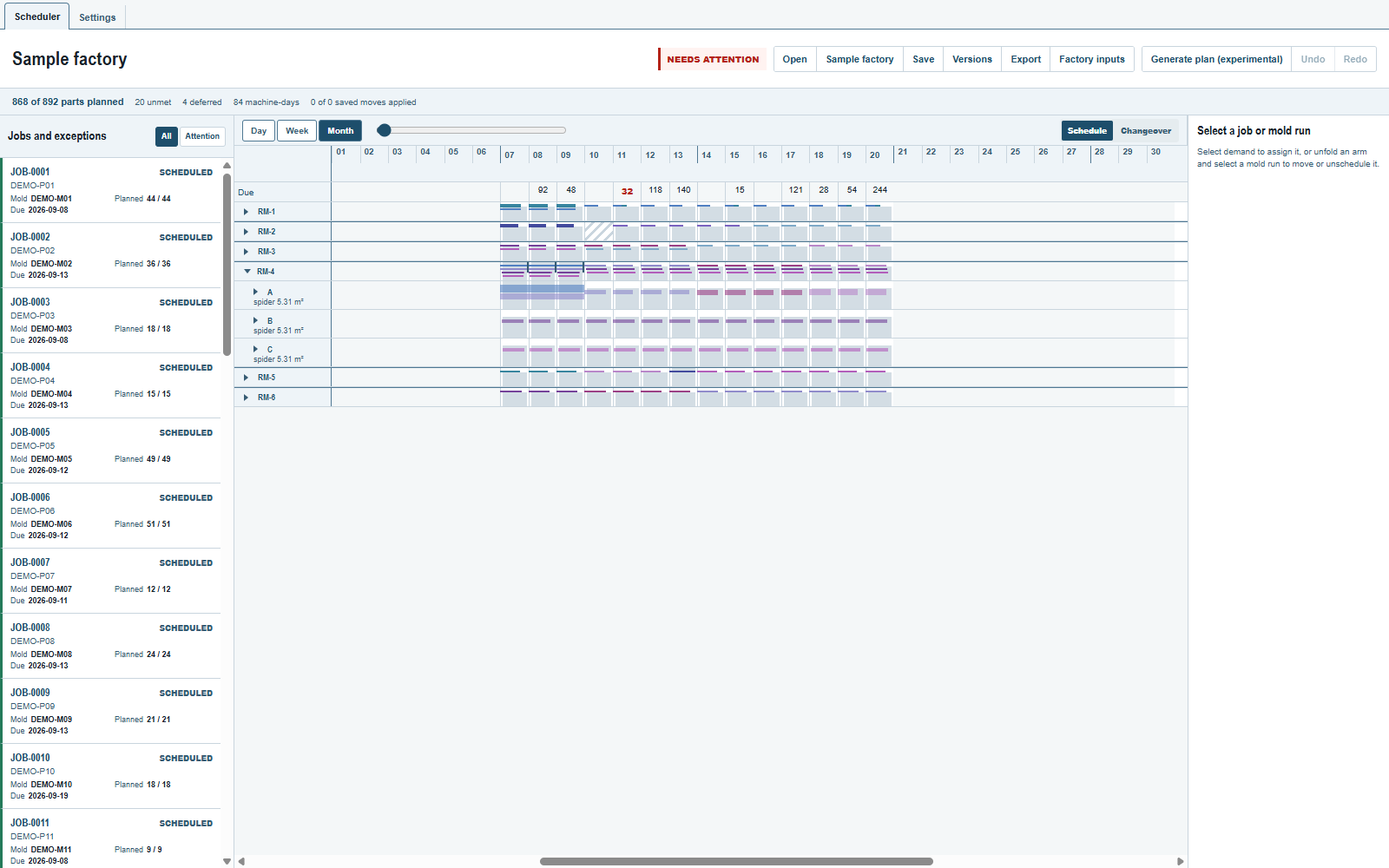 Month shows September, with the sample plan on September 7 to 20.