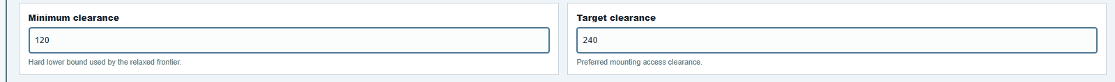 Minimum and target clearance in Settings