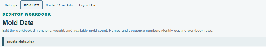 The Mold Data tab naming the loaded workbook