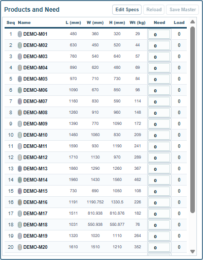 Need e Load na aba da distribuição