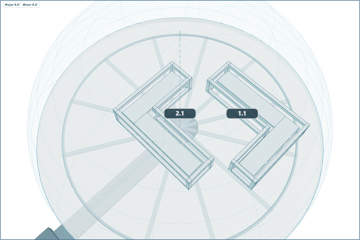 Two L-shaped molds interlocked on matching L-shaped mounting frames